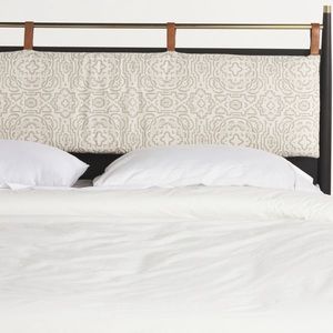 Anthropologie Cream and Tan Patterned Headboard pillow cushion